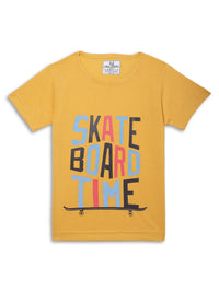 Mack Jonney Printed Yellow Regular Fit Cotton blended Tshirt And Bottom Set For Kids