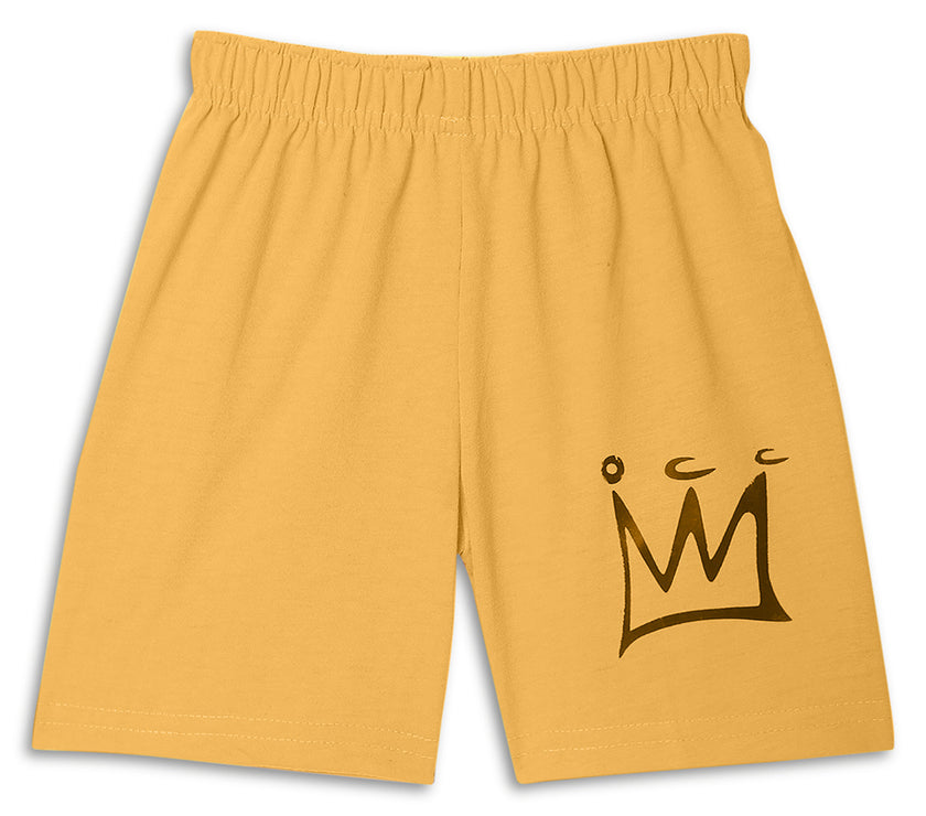 Mack Jonney Printed Yellow Regular Fit Cotton blended Tshirt And Bottom Set For Kids