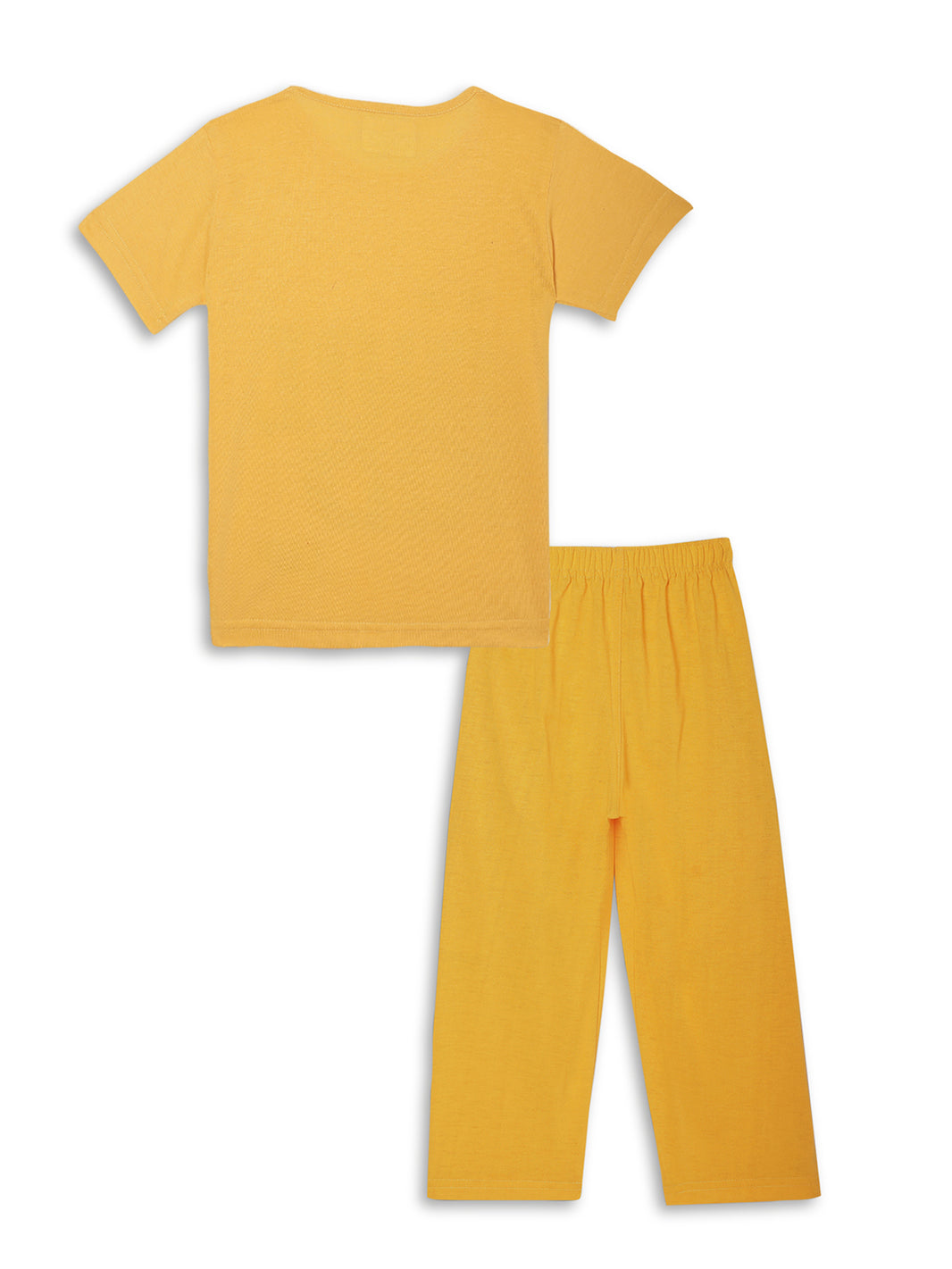 Mack Jonney Printed Yellow Regular Fit Cotton blended Tshirt And Bottom Set For Kids