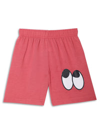 Mack Jonney Printed Pink Regular Fit Cotton blended Tshirt And Bottom Set For Kids