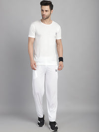 Mack Jonney White Cotton Solid Co-ord Set Tracksuit For Men(Zip On 1 Side Pocket)