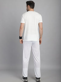 Mack Jonney White Cotton Solid Co-ord Set Tracksuit For Men(Zip On 1 Side Pocket)