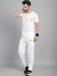 Mack Jonney White Cotton Solid Co-ord Set Tracksuit For Men(Zip On 1 Side Pocket)