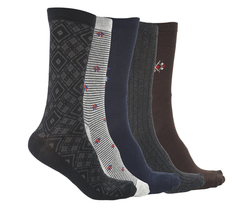Mack Jonney Men's Cotton Solid Full Socks, Free Size, Pack of 3 (Multicoloured)