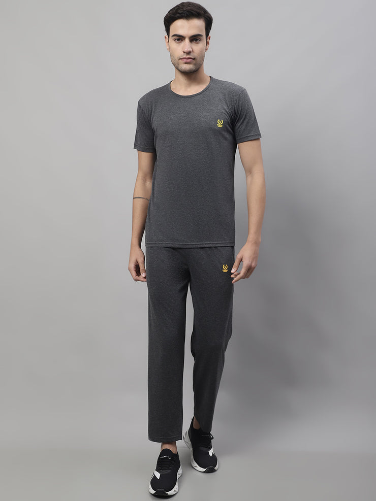 Mack Jonney Anthracite Cotton Solid Co-ord Set Tracksuit For Men(Zip On 1 Side Pocket)