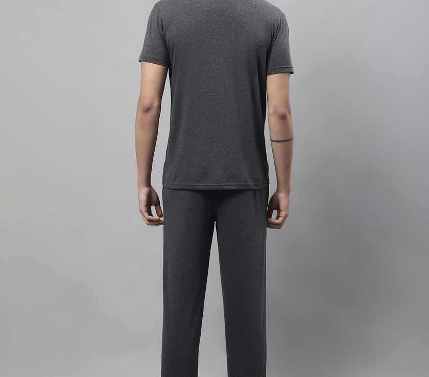Mack Jonney Anthracite Cotton Solid Co-ord Set Tracksuit For Men(Zip On 1 Side Pocket)