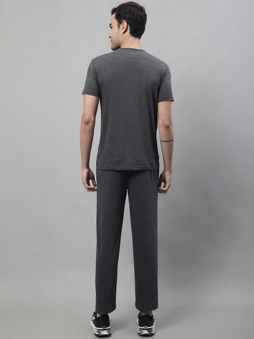 Mack Jonney Anthracite Cotton Solid Co-ord Set Tracksuit For Men(Zip On 1 Side Pocket)