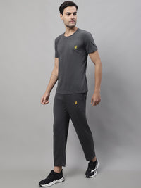Mack Jonney Anthracite Cotton Solid Co-ord Set Tracksuit For Men(Zip On 1 Side Pocket)