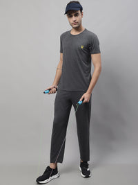 Mack Jonney Anthracite Cotton Solid Co-ord Set Tracksuit For Men(Zip On 1 Side Pocket)