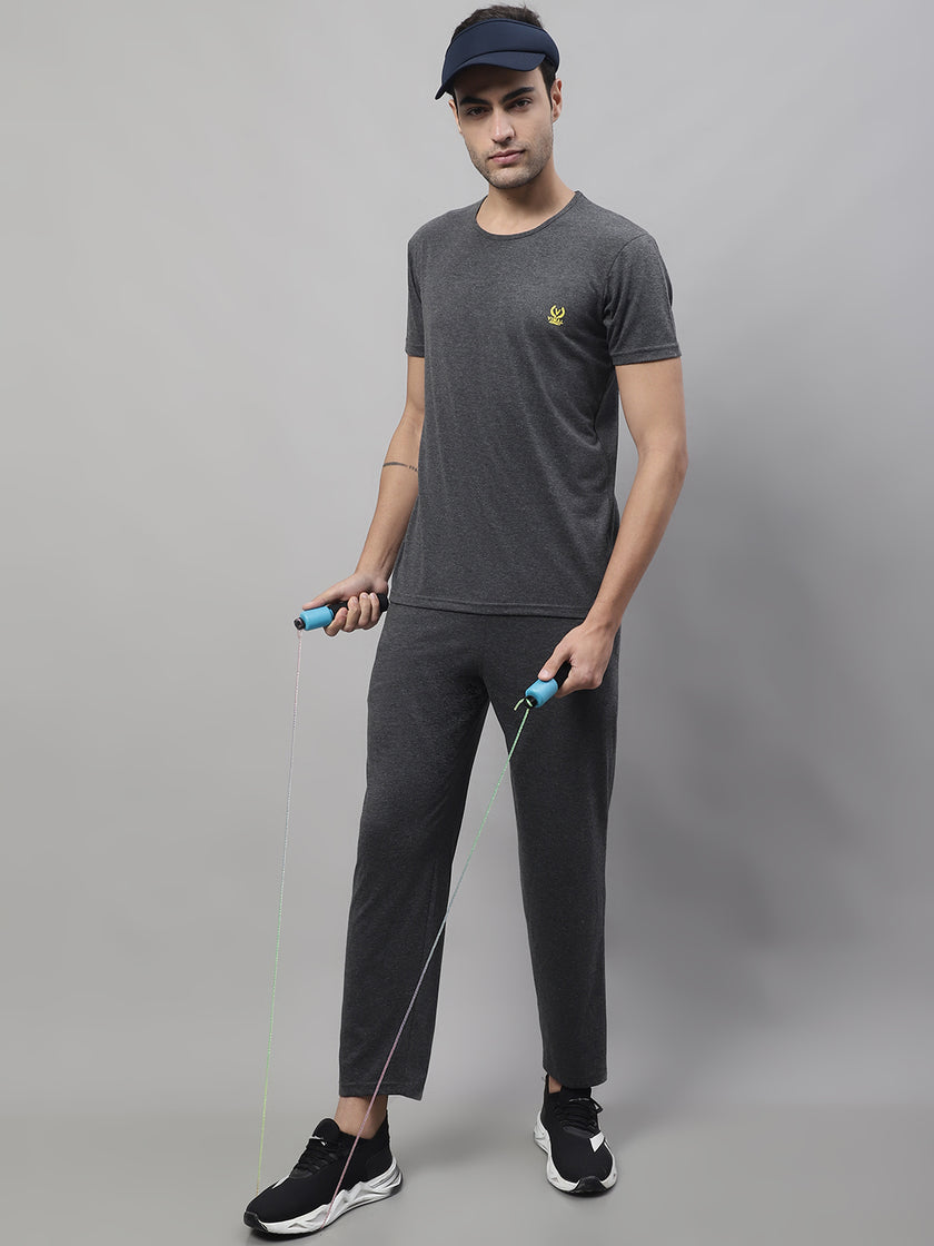 Mack Jonney Anthracite Cotton Solid Co-ord Set Tracksuit For Men(Zip On 1 Side Pocket)