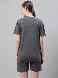 Mack Jonney Anthracite Cotton Solid Co-ord Set Tracksuit For Women