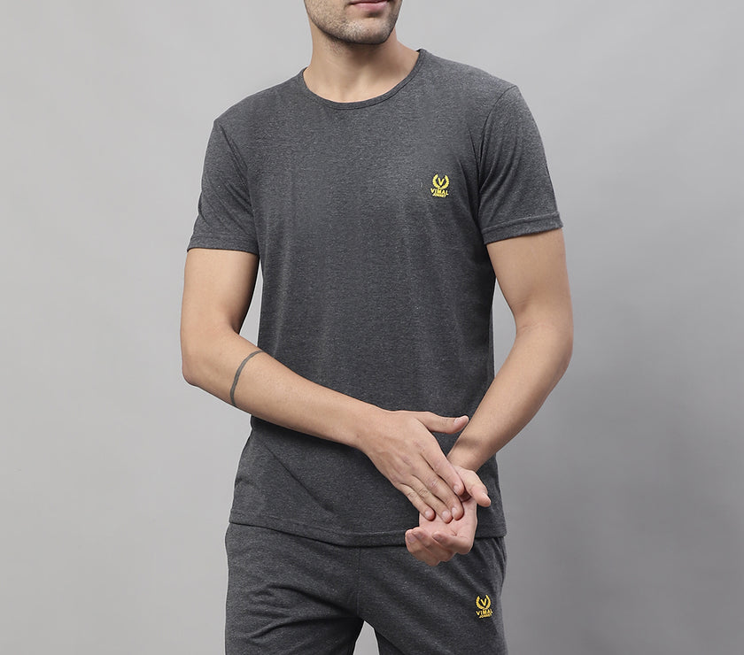 Mack Jonney Anthracite Cotton Solid Co-ord Set Tracksuit For Men(Zip On 1 Side Pocket)