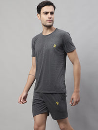 Mack Jonney Anthracite Cotton Solid Co-ord Set Tracksuit For Men(Zip On 1 Side Pocket)