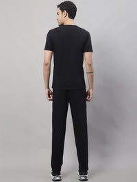 Mack Jonney Black Cotton Solid Co-ord Set Tracksuit For Men(Zip On 1 Side Pocket)