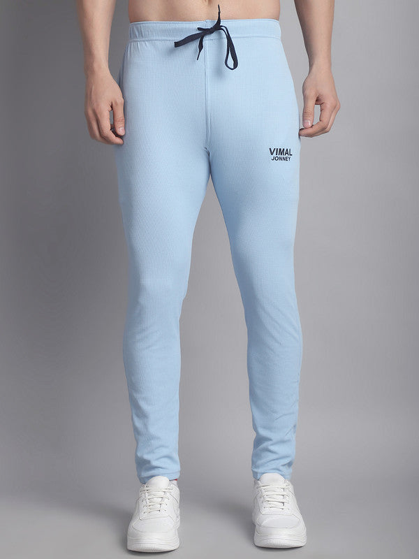 Mack Jonney Solid Light Blue Regular Fit Polyster Lycra Trackpant For Men