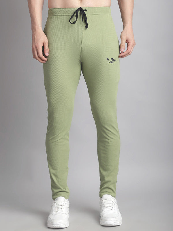 Mack Jonney Solid Light Green Regular Fit Polyster Lycra Trackpant For Men