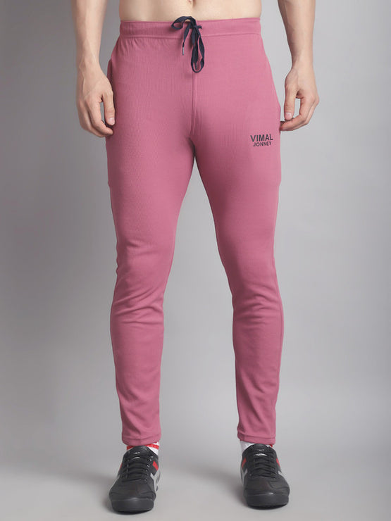 Mack Jonney Solid Pink Regular Fit Polyster Lycra Trackpant For Men