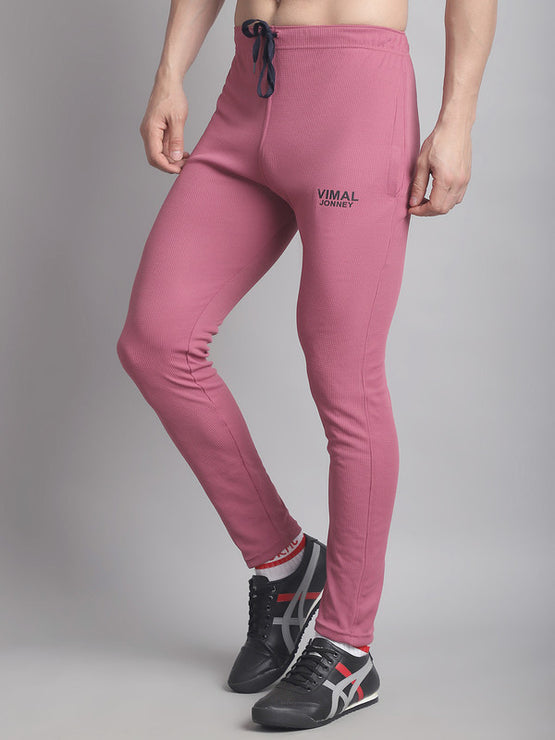 Mack Jonney Solid Pink Regular Fit Polyster Lycra Trackpant For Men