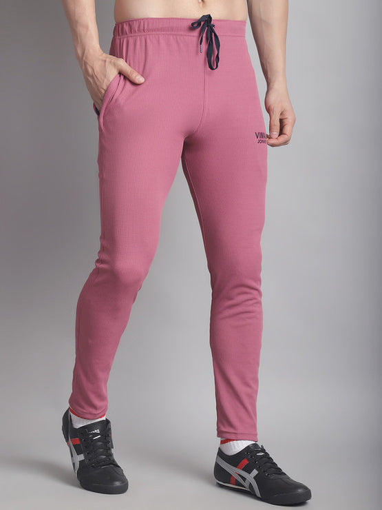 Mack Jonney Solid Pink Regular Fit Polyster Lycra Trackpant For Men