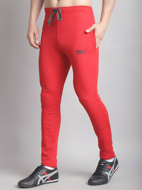 Mack Jonney Solid Red Regular Fit Polyster Lycra Trackpant For Men