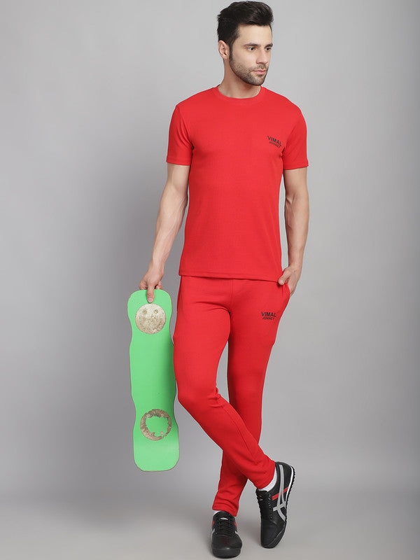 Mack Jonney Solid Red Regular Fit Polyster Lycra Trackpant For Men