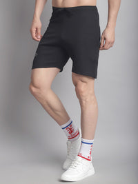 Mack Jonney Solid Black Regular Fit Polyster Lycra Shorts For Men