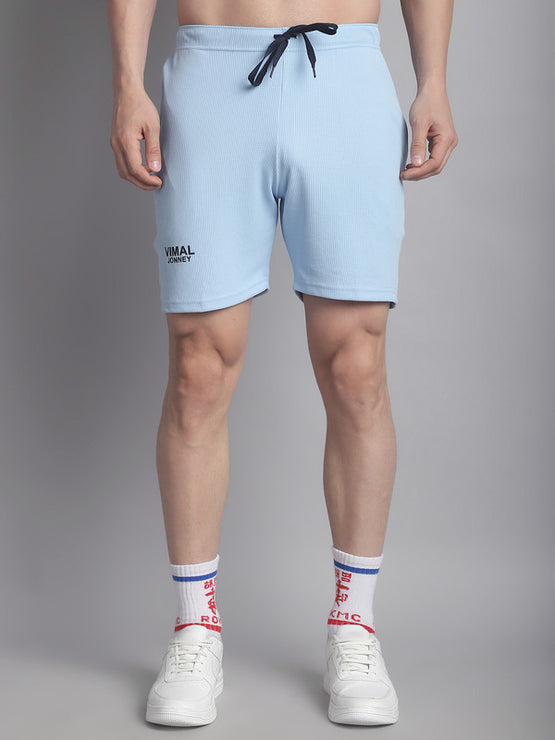 Mack Jonney Solid Light Blue Regular Fit Polyster Lycra Shorts For Men