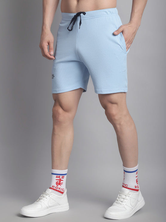 Mack Jonney Solid Light Blue Regular Fit Polyster Lycra Shorts For Men