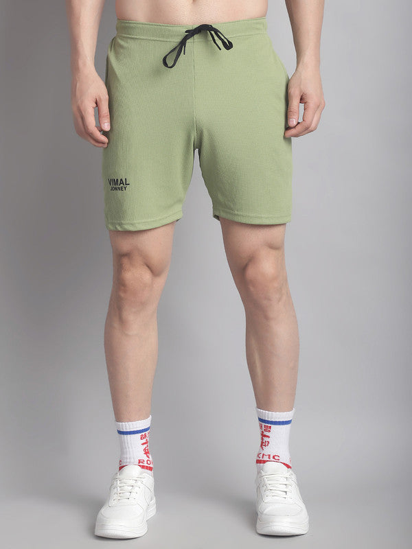 Mack Jonney Solid Light Green Regular Fit Polyster Lycra Shorts For Men