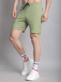 Mack Jonney Solid Light Green Regular Fit Polyster Lycra Shorts For Men