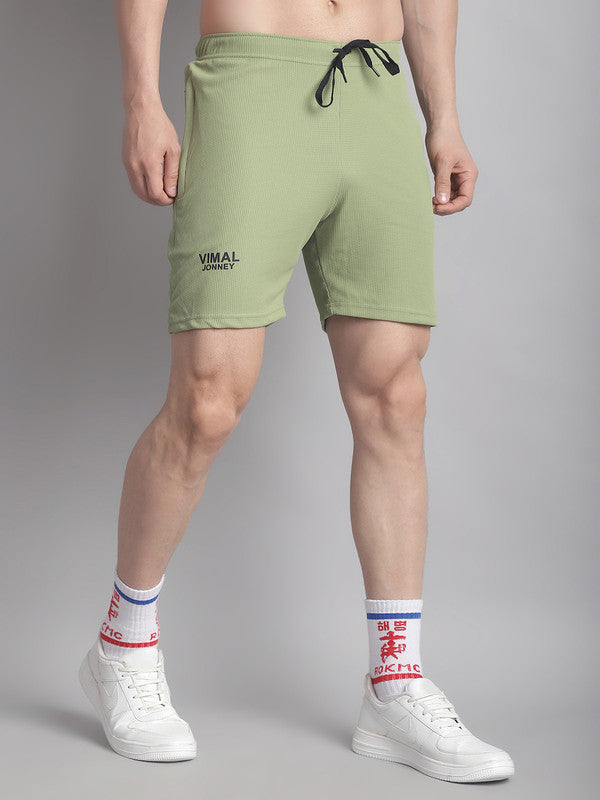 Mack Jonney Solid Light Green Regular Fit Polyster Lycra Shorts For Men