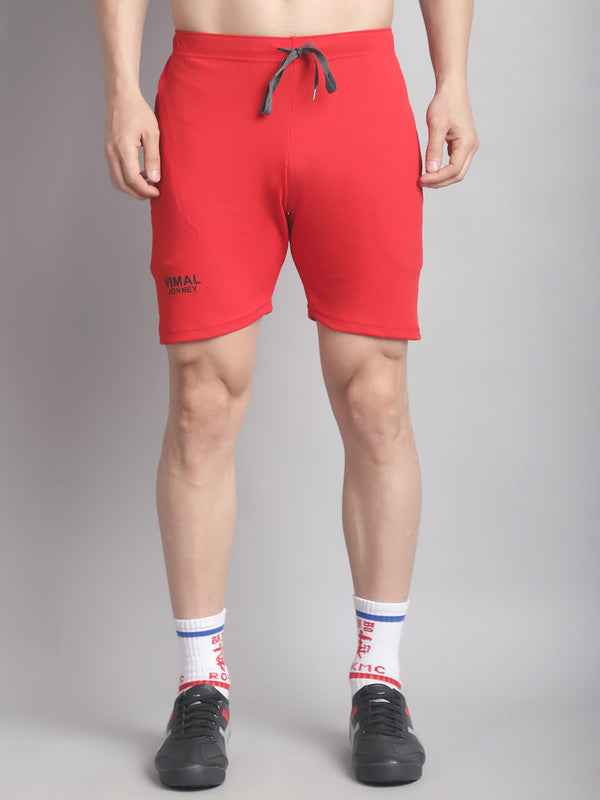 Mack Jonney Solid Red Regular Fit Polyster Lycra Shorts For Men