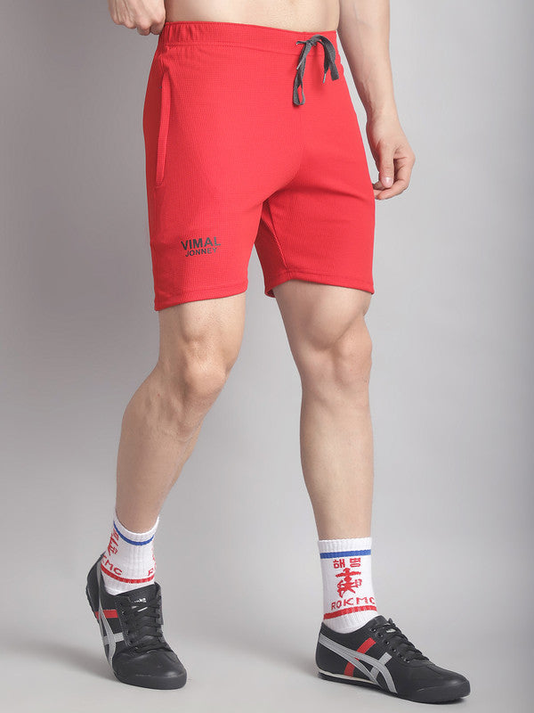 Mack Jonney Solid Red Regular Fit Polyster Lycra Shorts For Men