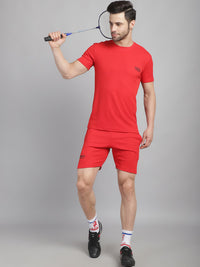 Mack Jonney Solid Red Regular Fit Polyster Lycra Shorts For Men