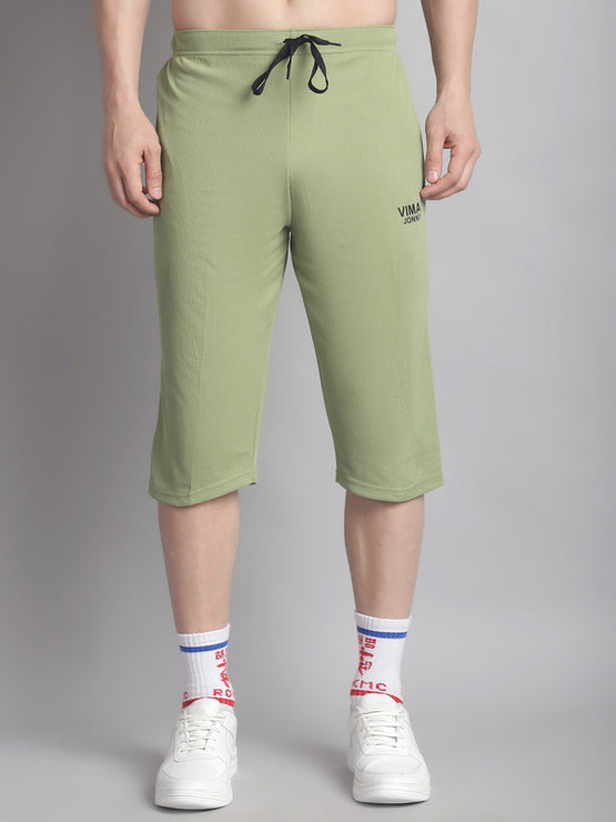 Mack Jonney Solid Light Green Regular Fit Polyster Lycra Capri For Men