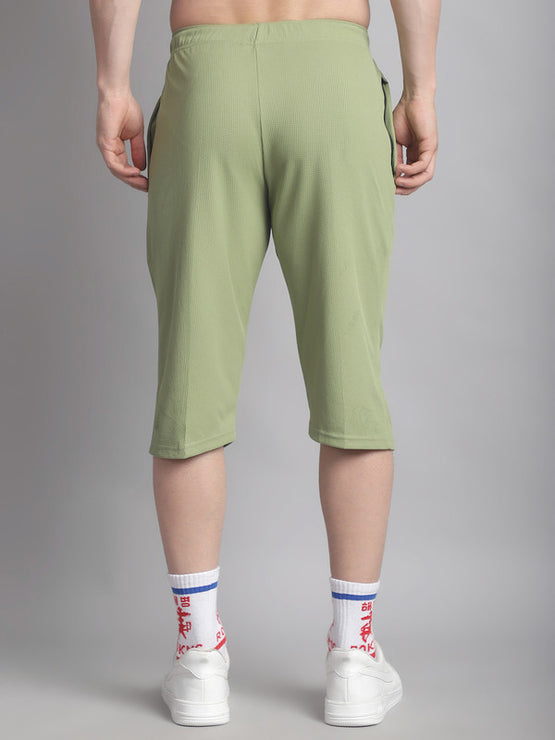 Mack Jonney Solid Light Green Regular Fit Polyster Lycra Capri For Men