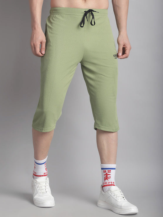 Mack Jonney Solid Light Green Regular Fit Polyster Lycra Capri For Men