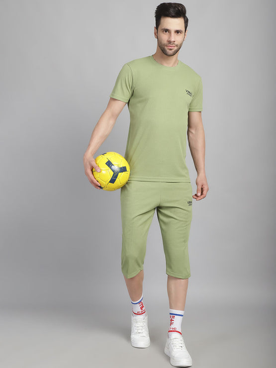 Mack Jonney Solid Light Green Regular Fit Polyster Lycra Capri For Men