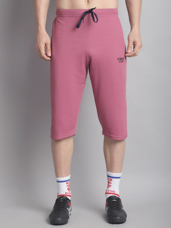Mack Jonney Solid Pink Regular Fit Polyster Lycra Capri For Men