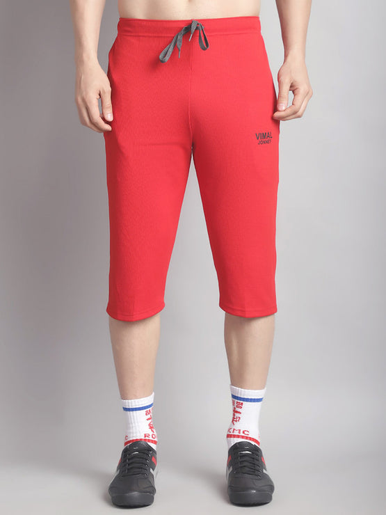 Mack Jonney Solid Red Regular Fit Polyster Lycra Capri For Men
