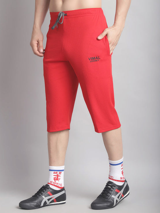 Mack Jonney Solid Red Regular Fit Polyster Lycra Capri For Men