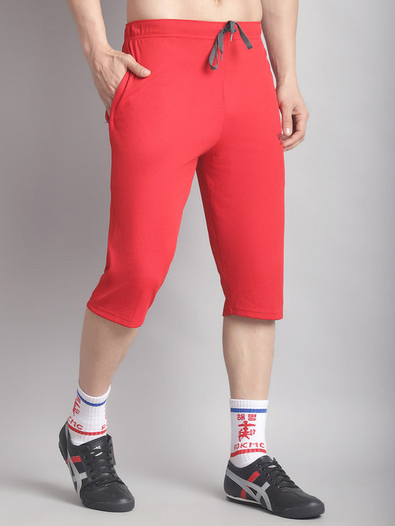 Mack Jonney Solid Red Regular Fit Polyster Lycra Capri For Men