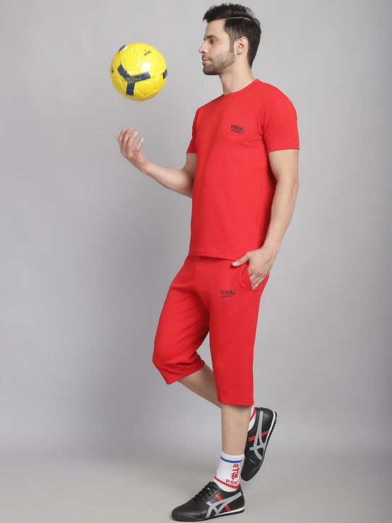 Mack Jonney Solid Red Regular Fit Polyster Lycra Capri For Men