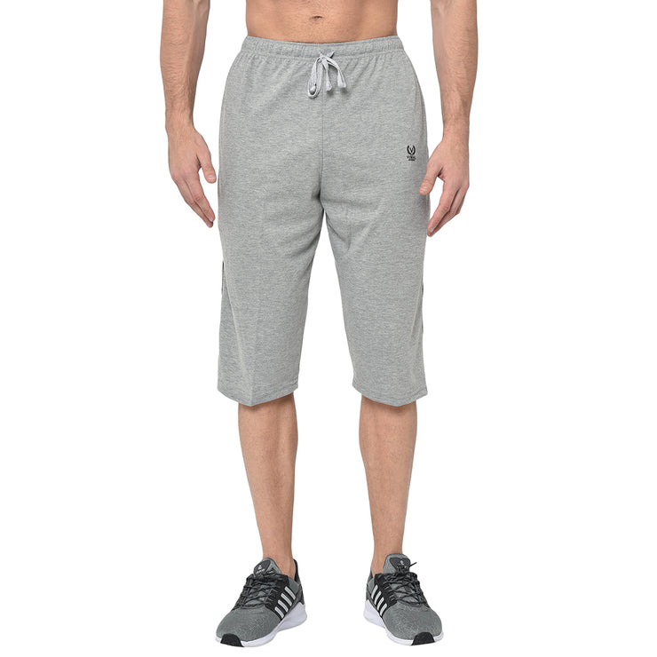 Mack Jonney Cotton Blended Regular Fit Grey 3/4th Capri For Men