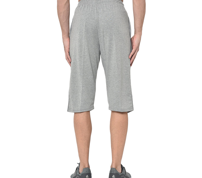 Mack Jonney Cotton Blended Regular Fit Grey 3/4th Capri For Men