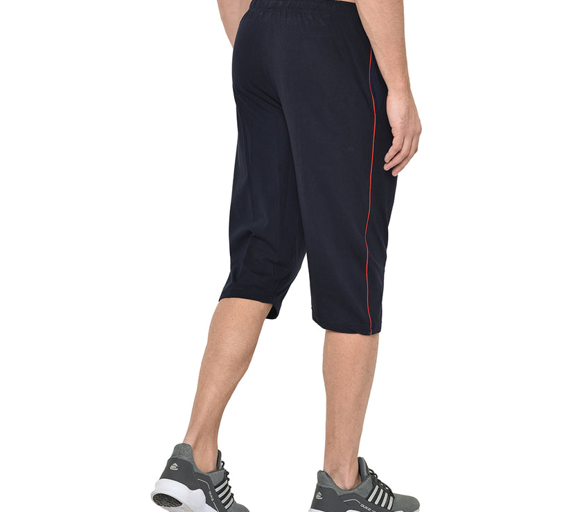 Mack Jonney Cotton Blended Regular Fit Navy Blue 3/4th Capri For Men