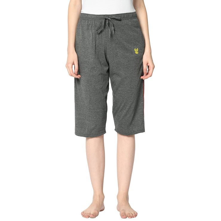 Mack Jonney Grey 3/4th Capri For Women's