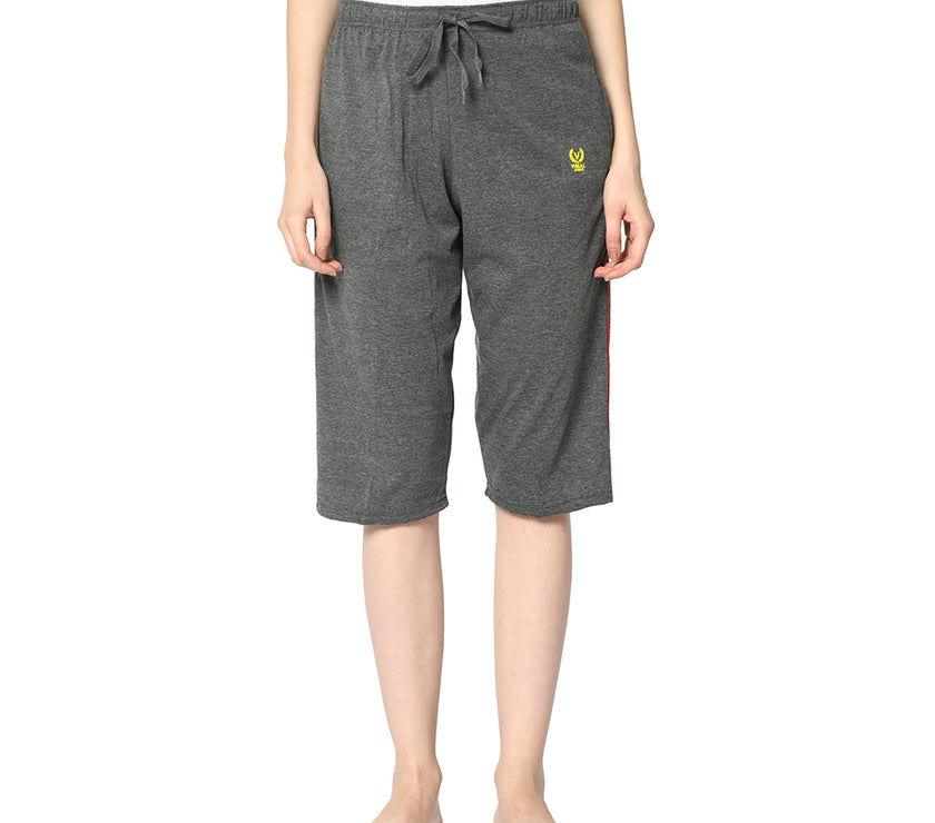 Mack Jonney Grey 3/4th Capri For Women's