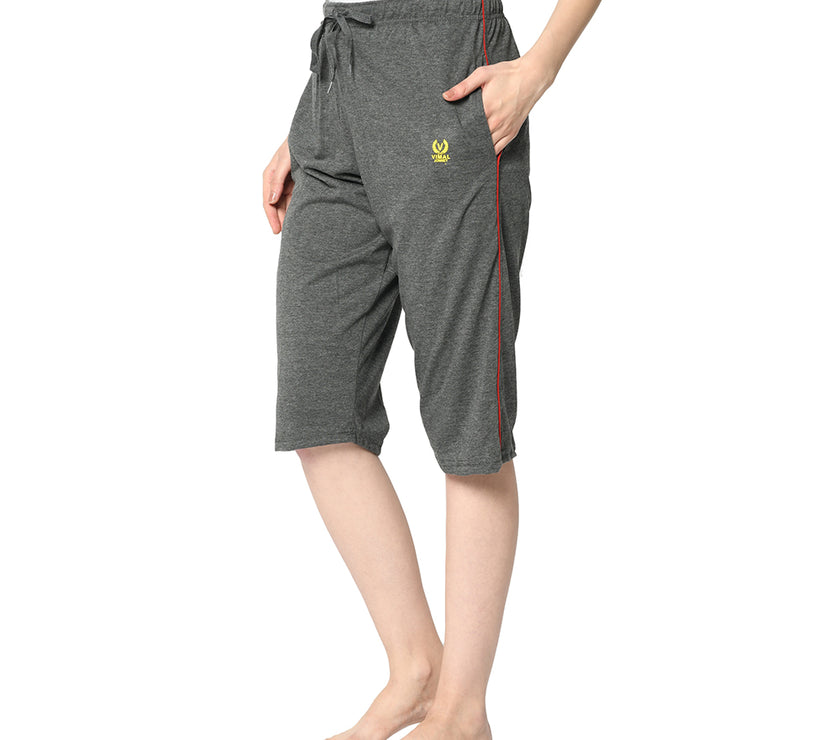 Mack Jonney Grey 3/4th Capri For Women's