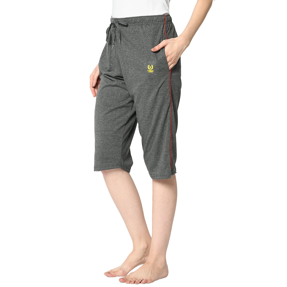 Mack Jonney Grey 3/4th Capri For Women's
